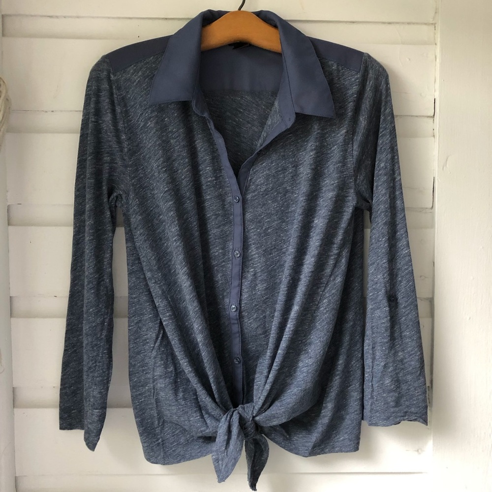 Ann Taylor Blue Tie-Waist Top